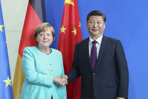 Chinese President Xi Jinping holds talks with German Chancellor Angela Merkel in Berlin, July 5, 2017�� file photo. (Photo/Xinhua)