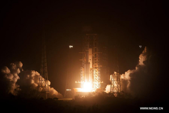 China's first cargo spacecraft Tianzhou-1 blasts off from Wenchang Space Launch Center in South China's Hainan province, April 20, 2017. ��Photo/Xinhua��